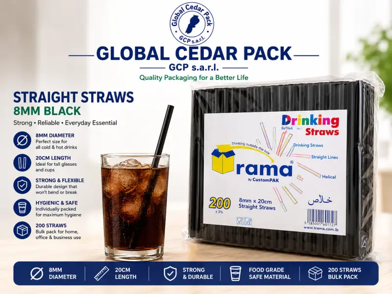 Straw 8mm black